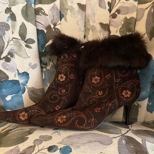 Genuine Fur and suede booties